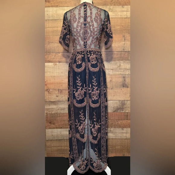 Altar'd State Catania Lace Mesh Embroidered Bohemian Maxi Dress Women's size S - Picture 5 of 10
